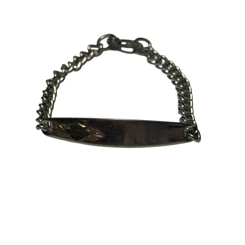 Vintage Speidel Harley Davidson Mens Silver Tone ID Chain Bracelet USA